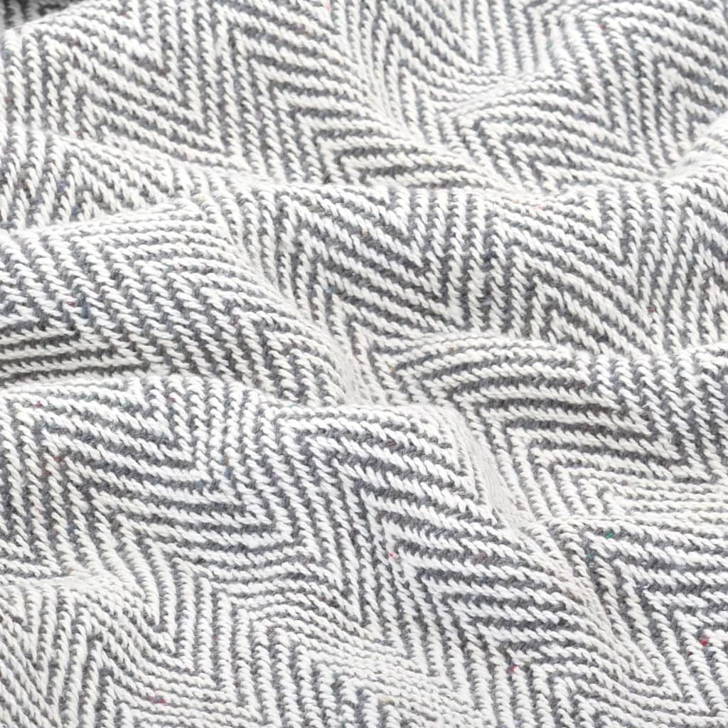 vidaXL Cotton Throw Blanket 125x150 cm Grey with Tassels by vidaXL