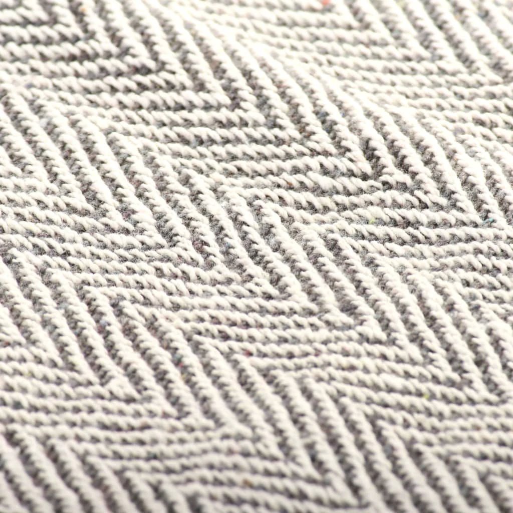vidaXL Cotton Throw Blanket 125x150 cm Grey with Tassels by vidaXL