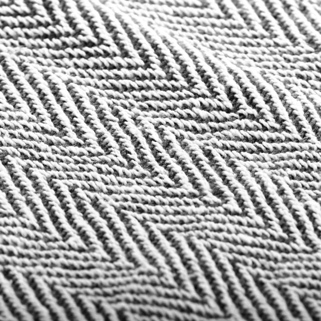 vidaXL vidaXL Cotton Throw Blanket 125x150 cm Grey with Tassels - Blankets Throws