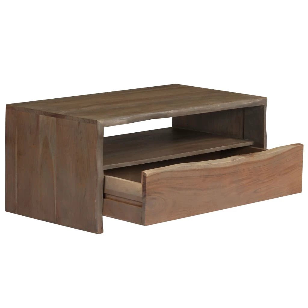 Solid Acacia Coffee Table 90x50x40 Cm Live Edge Grey Finish For Rustic Living Room Decor by vidaXL