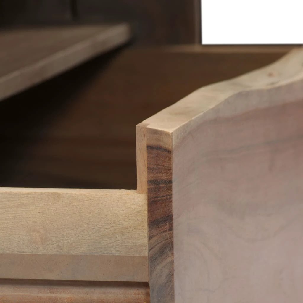 Solid Acacia Coffee Table 90x50x40 Cm Live Edge Grey Finish For Rustic Living Room Decor by vidaXL