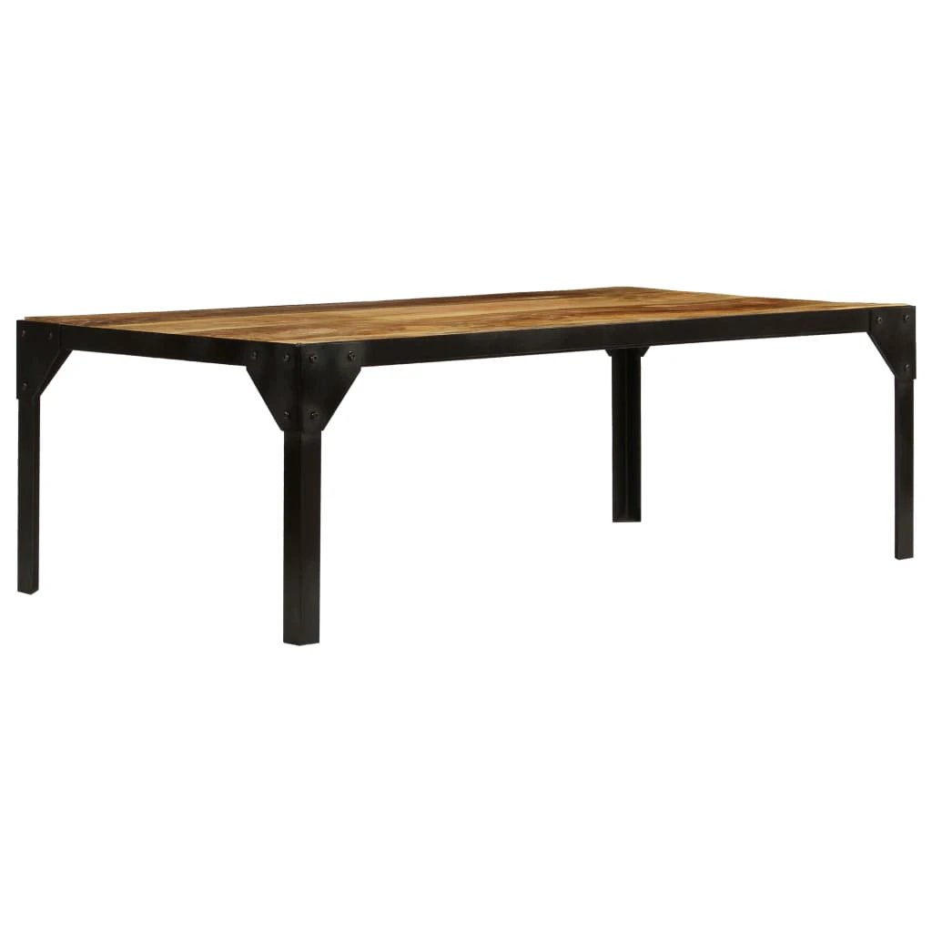 Industrial Coffee Table 110 cm Solid Rough Mango Wood And Steel For Home Office And Living Room by vidaXL