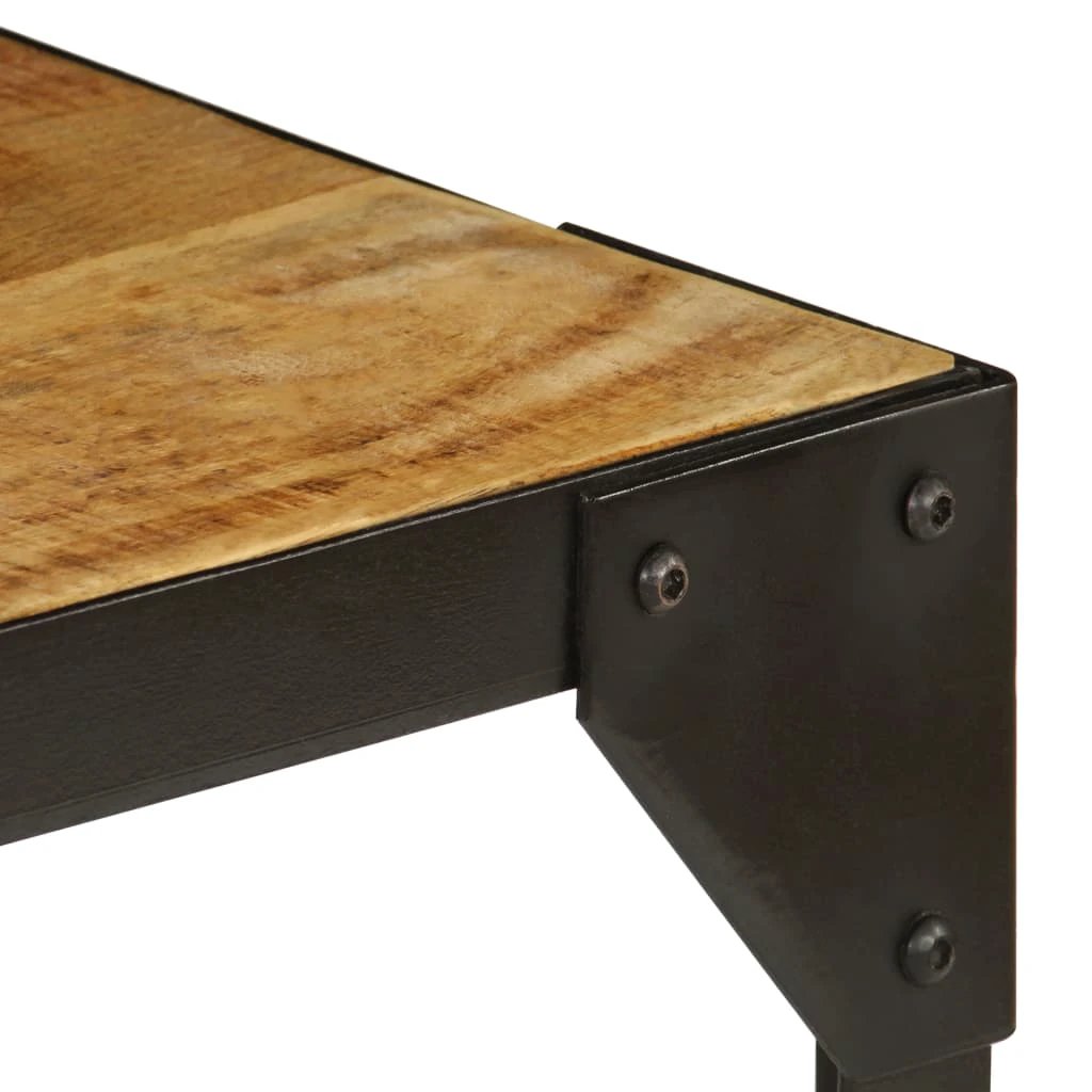 Industrial Coffee Table 110 cm Solid Rough Mango Wood And Steel For Home Office And Living Room by vidaXL