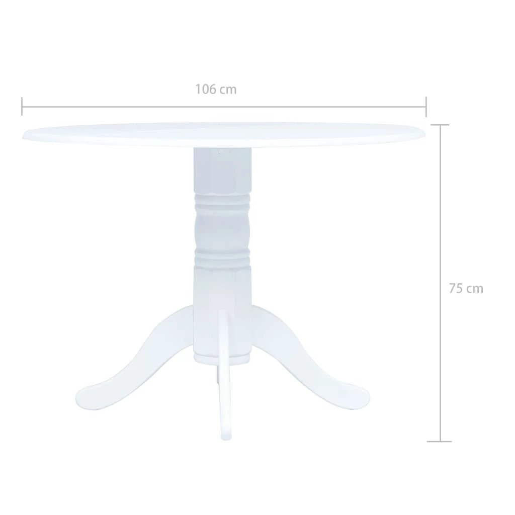 vidaXL Dining Table White 106 cm Solid Rubber Wood by vidaXL