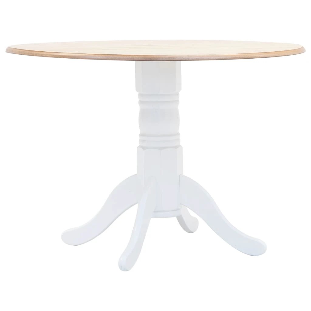 vidaXL Dining Table White 106 cm Solid Rubber Wood by vidaXL