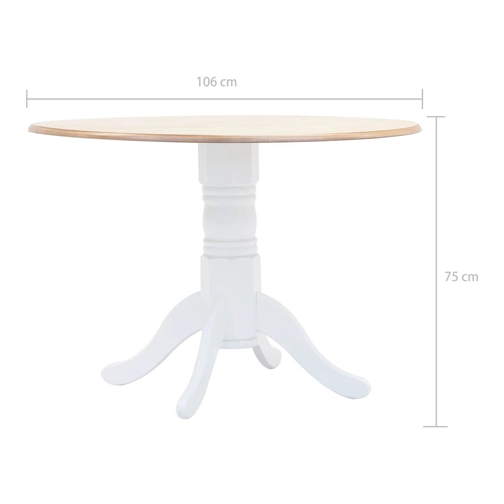 vidaXL Dining Table White 106 cm Solid Rubber Wood by vidaXL
