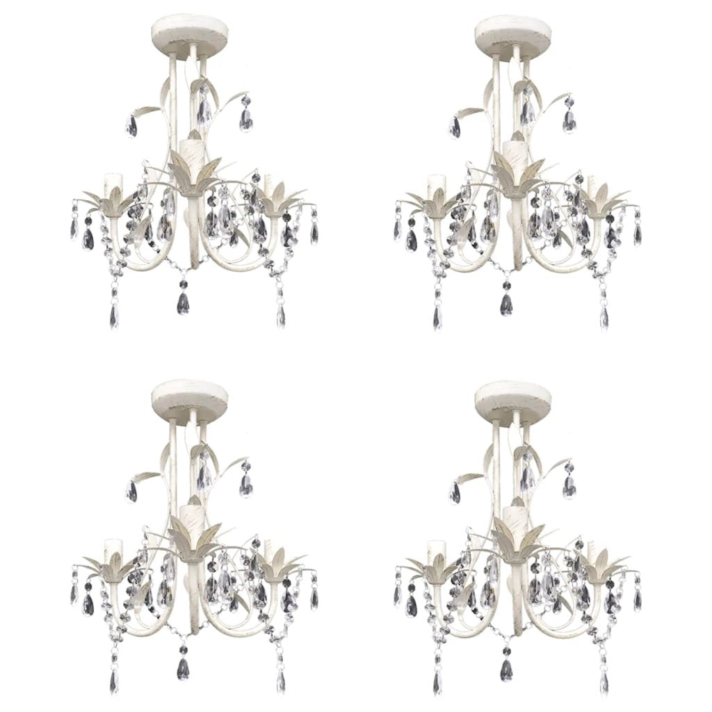 vidaXL Crystal Pendant Lights 2pcs White Dining by vidaXL