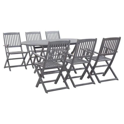vidaXL 7 Piece Garden Dining Set Solid Acacia Wood Grey by vidaXL