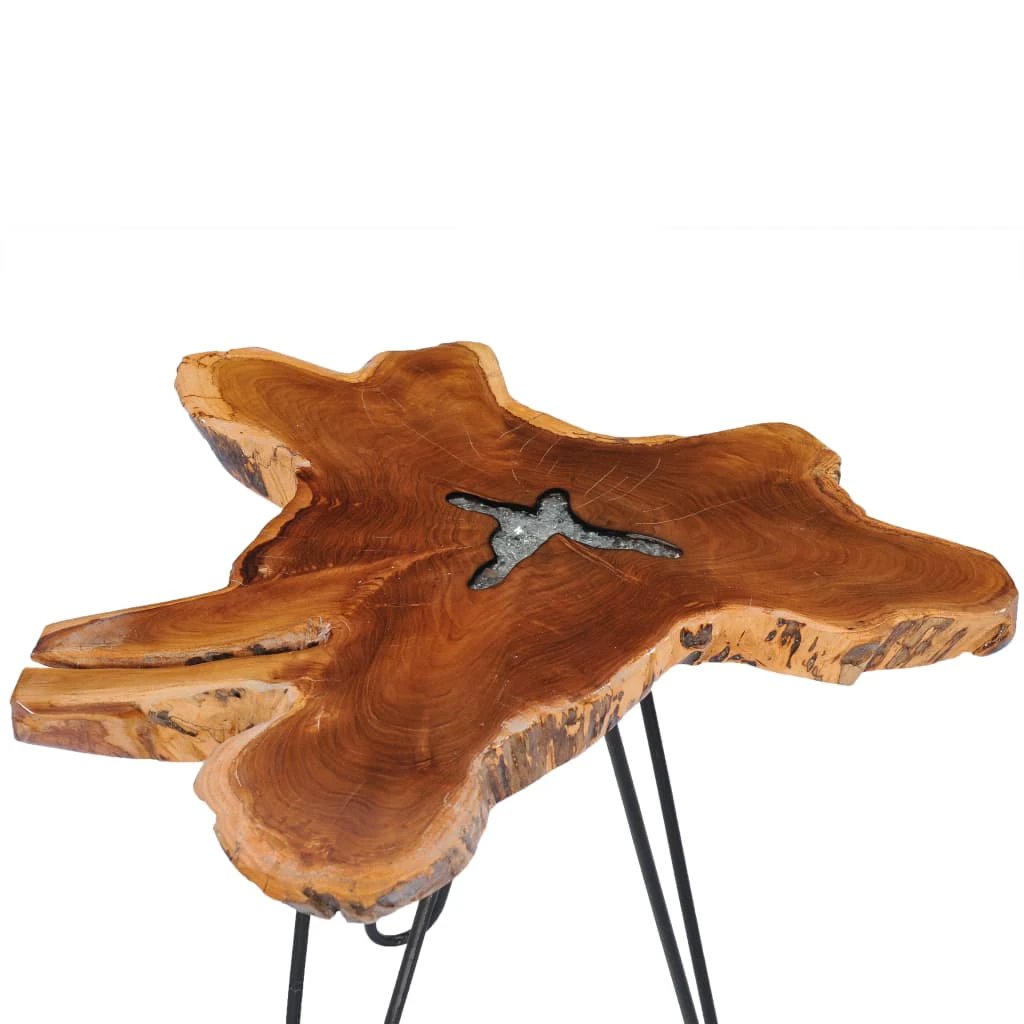 vidaXL Teak Coffee Table 70x45 Polyresin Inlay Home - Coffee Table
