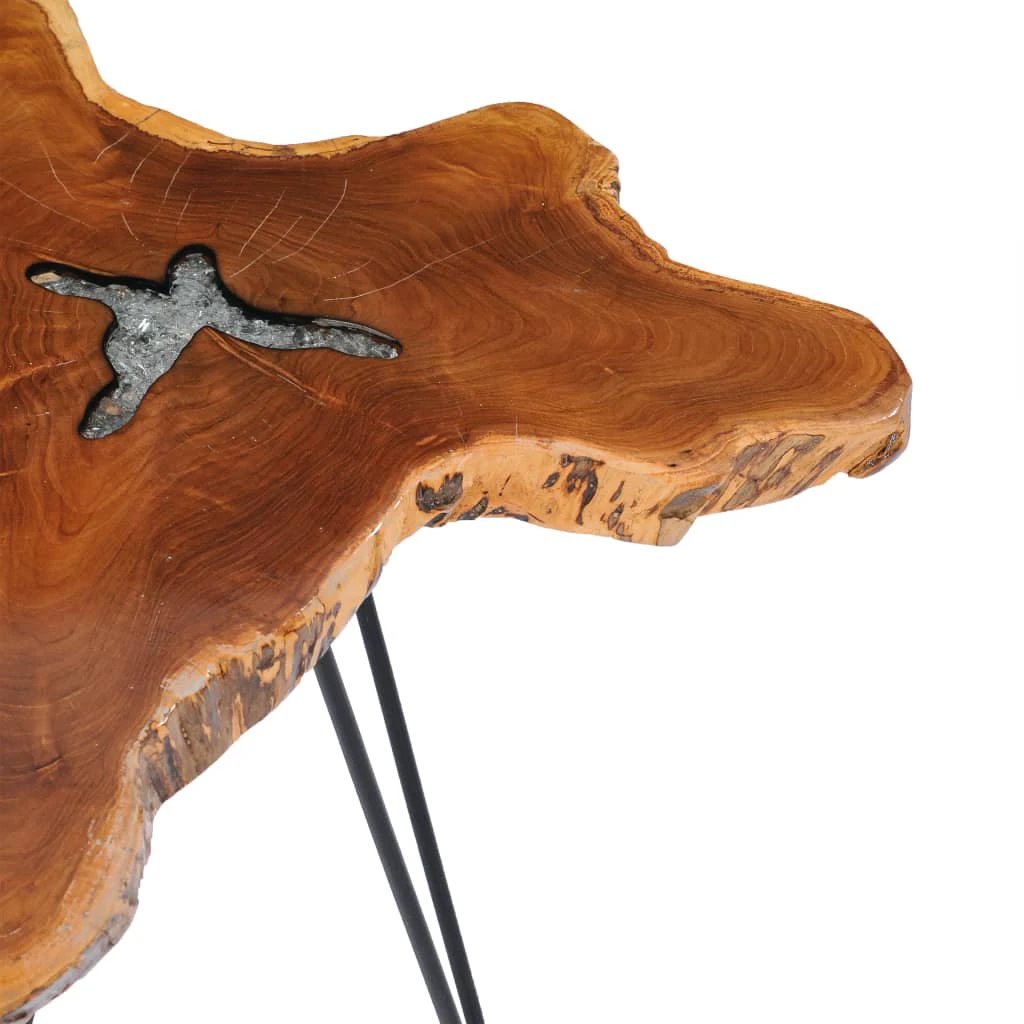 vidaXL Teak Coffee Table 70x45 Polyresin Inlay Home - Coffee Table
