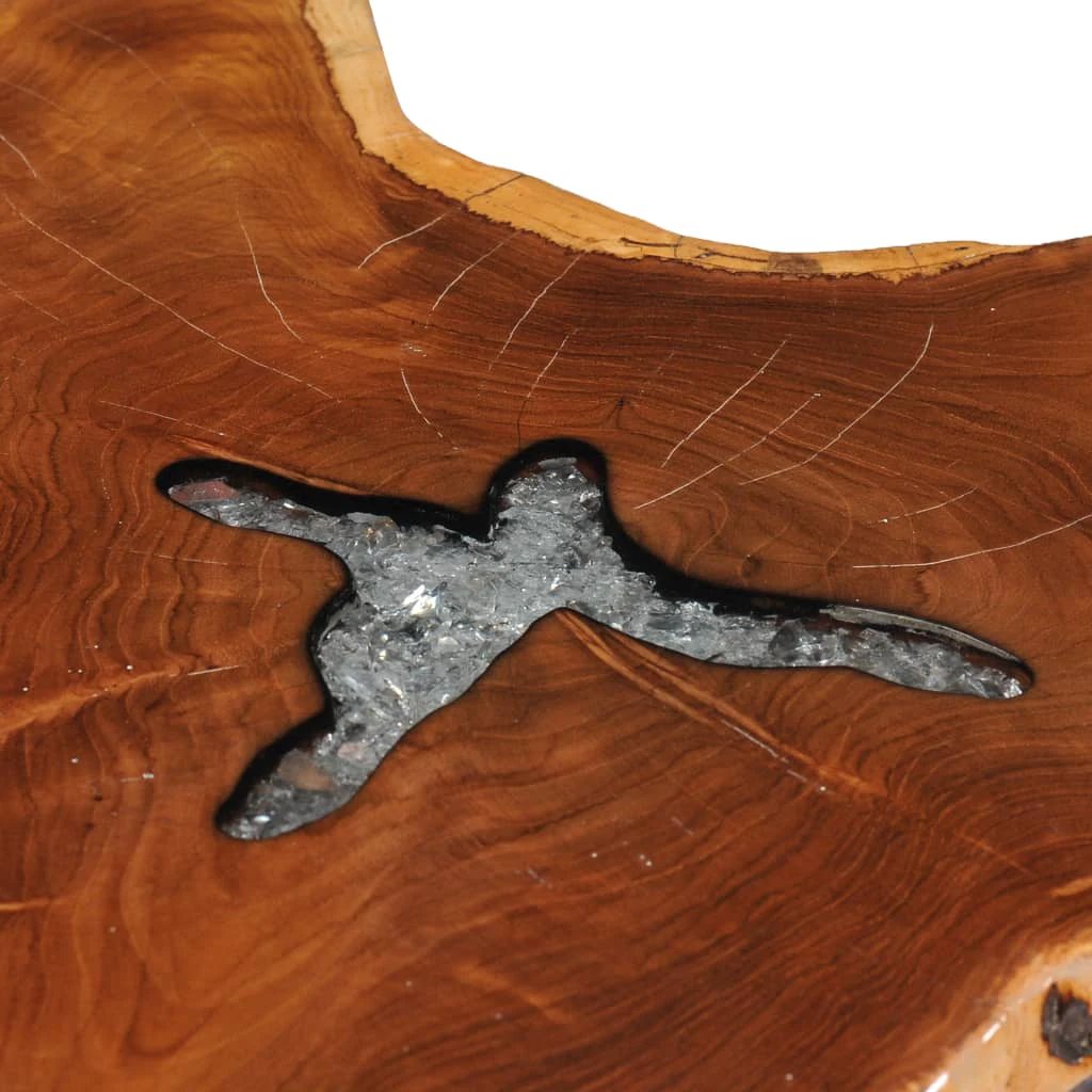 vidaXL Teak Coffee Table 70x45 Polyresin Inlay Home - Coffee Table