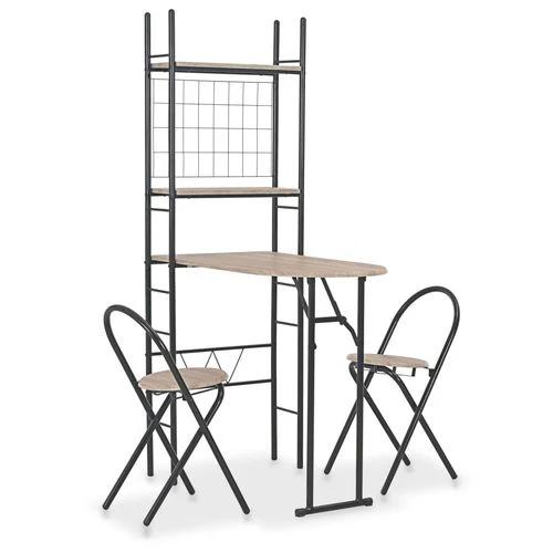 vidaXL vidaXL 3 Piece Folding Dining Set with Storage Rack for Space-Saving Solutions in Homes and Restaurants -