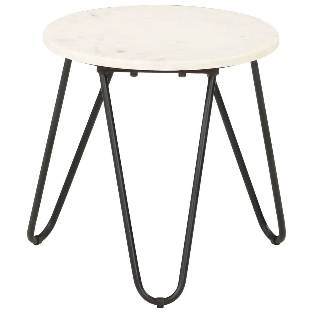 VidaXL Coffee Table 40x40x40 cm Real Stone Marble Texture Powder Coated Iron Frame for Living Room Decor by vidaXL
