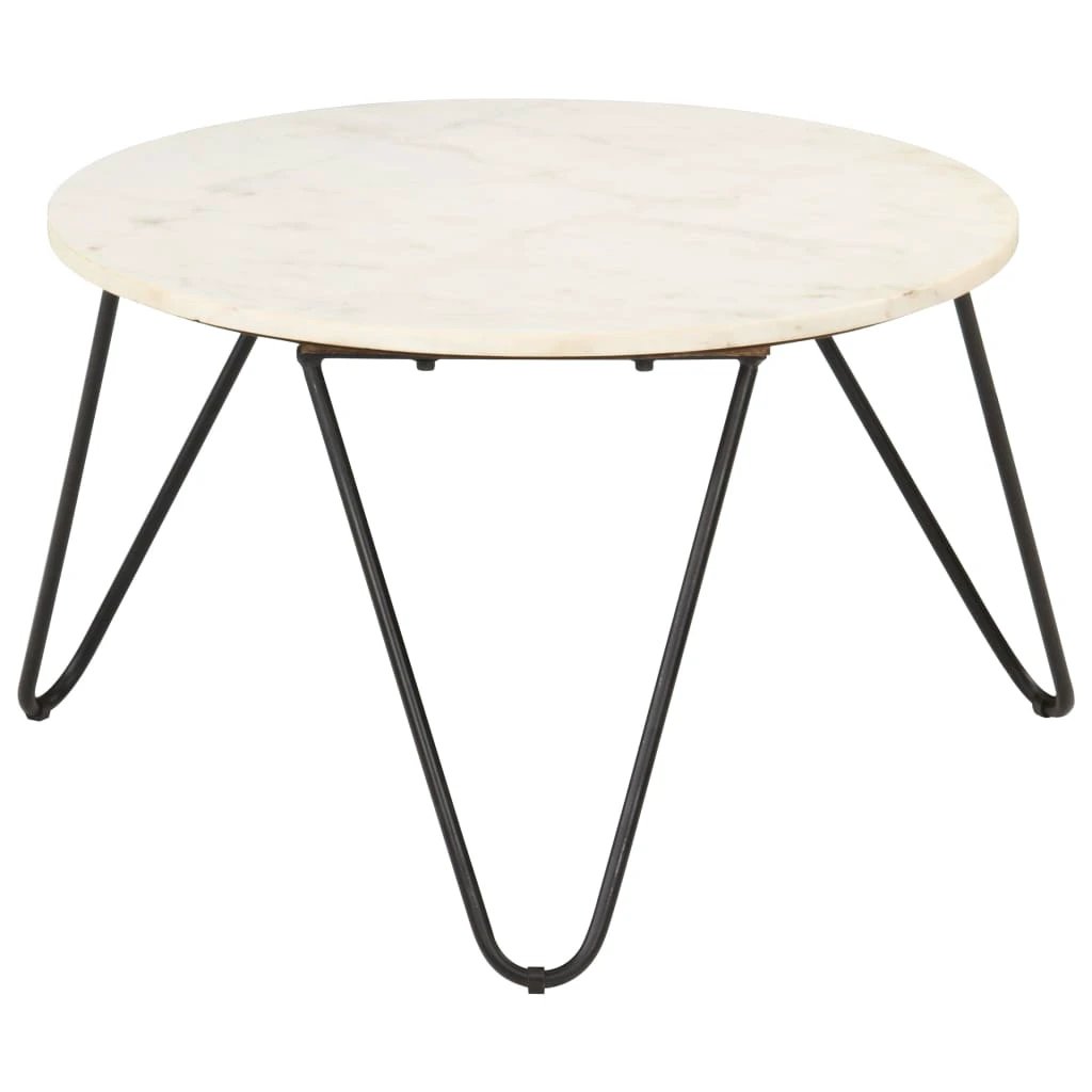vidaXL VidaXL Coffee Table 40x40x40 cm Real Stone Marble Texture Powder Coated Iron Frame for Living Room Decor - Coffee Table