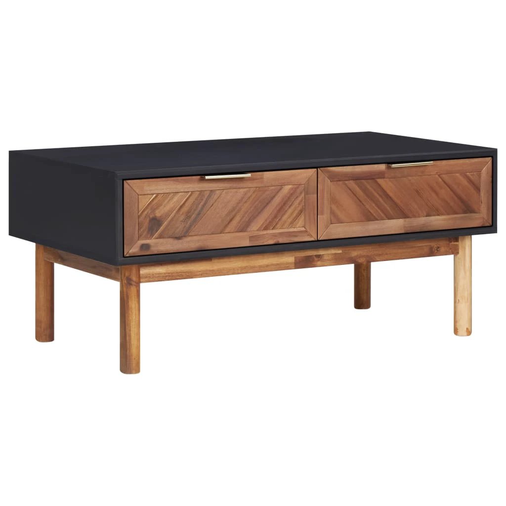 vidaXL SolidAcacia Coffee Table 90x50x40cm Two Drawers - Coffee Table