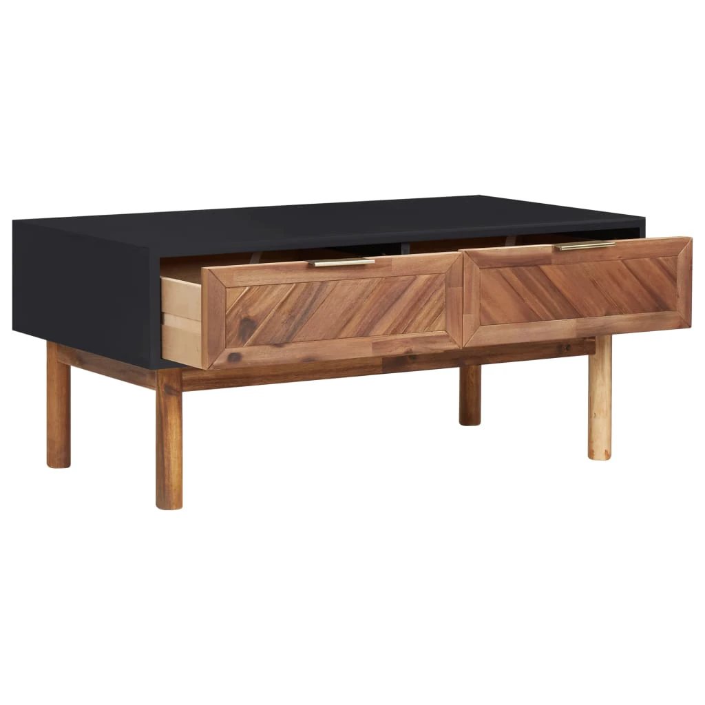 vidaXL SolidAcacia Coffee Table 90x50x40cm Two Drawers - Coffee Table
