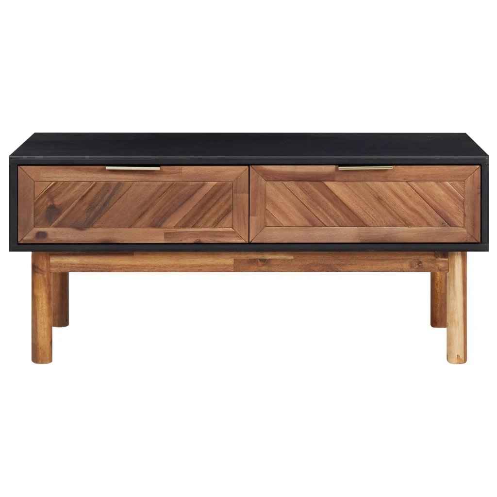 vidaXL SolidAcacia Coffee Table 90x50x40cm Two Drawers - Coffee Table
