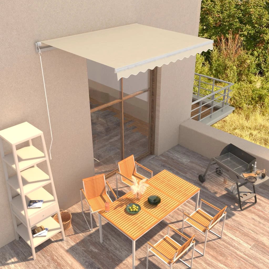 vidaXL VidaXL Manual Retractable Awning 400x350 Burgundy UV Resistant Patio Shade For Outdoors - Cover