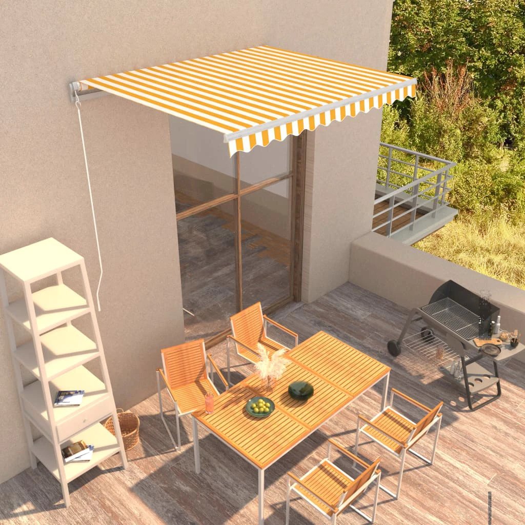 vidaXL VidaXL Manual Retractable Awning 400x350 Burgundy UV Resistant Patio Shade For Outdoors - Cover