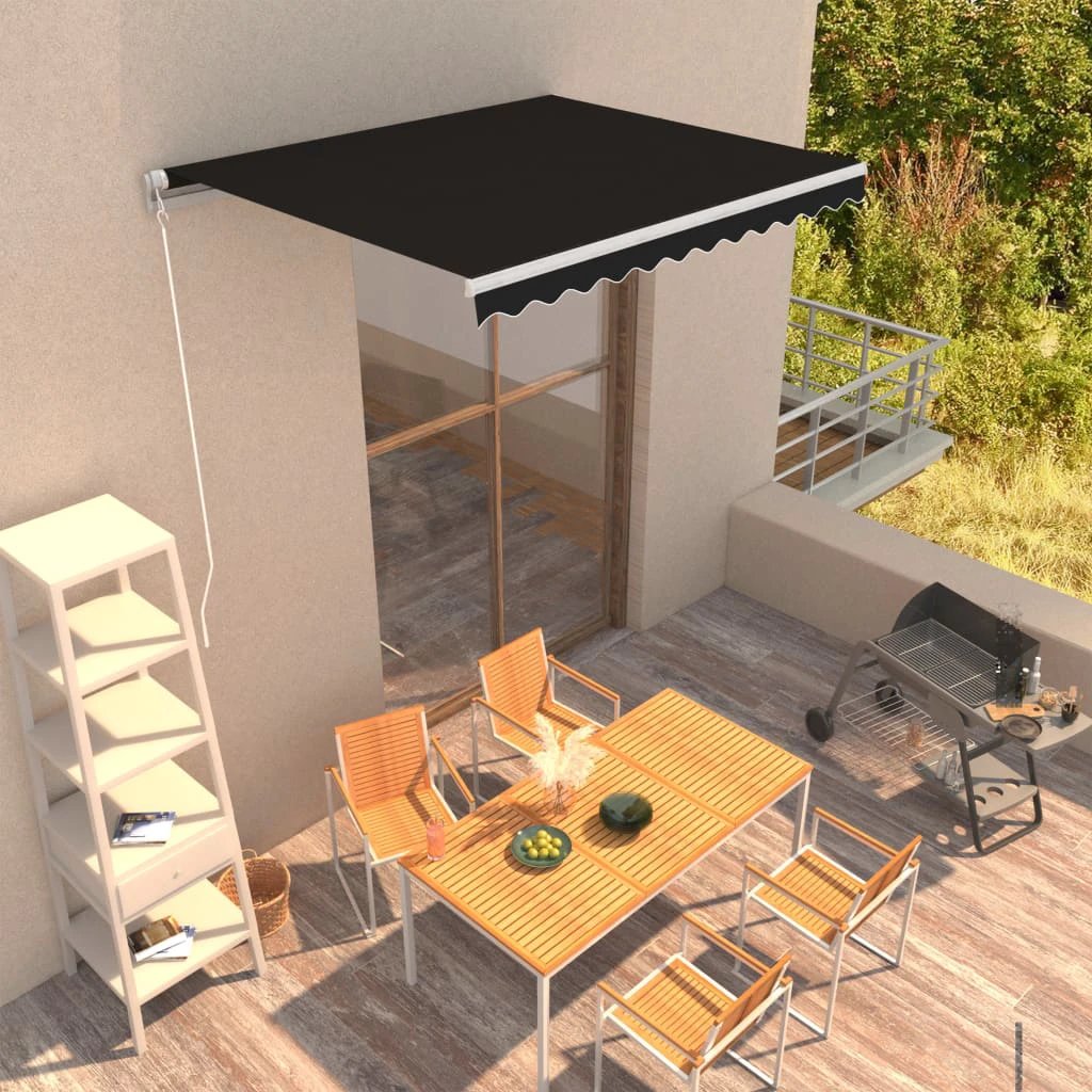vidaXL VidaXL Manual Retractable Awning 400x350 Burgundy UV Resistant Patio Shade For Outdoors - Cover