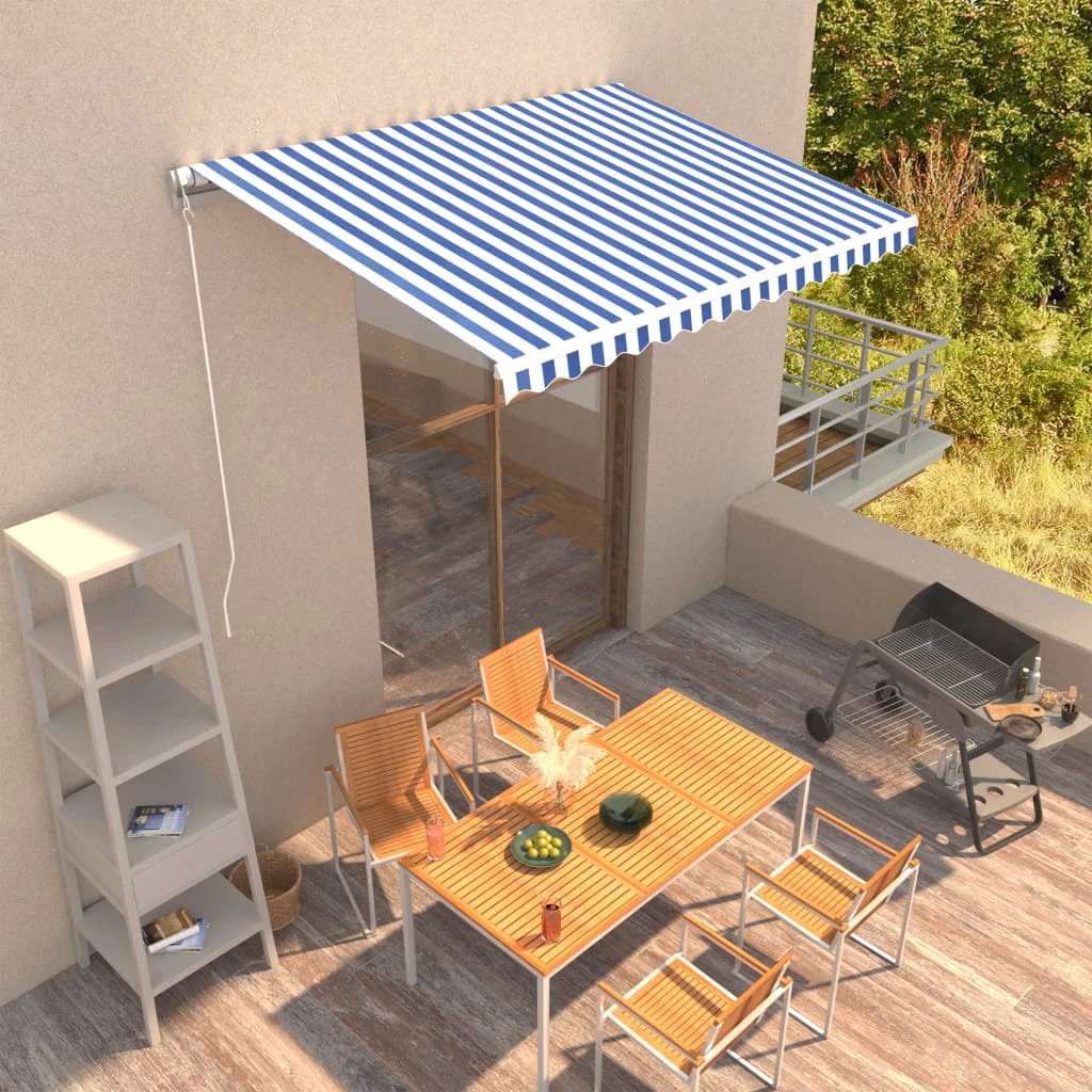 vidaXL VidaXL Manual Retractable Awning 400x350 Burgundy UV Resistant Patio Shade For Outdoors - Cover