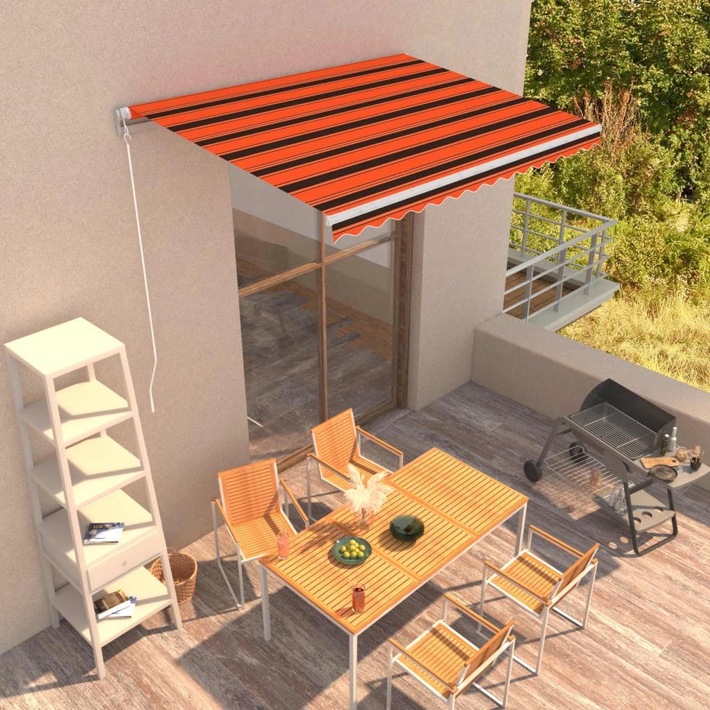 vidaXL VidaXL Manual Retractable Awning 400x350 Burgundy UV Resistant Patio Shade For Outdoors - Cover