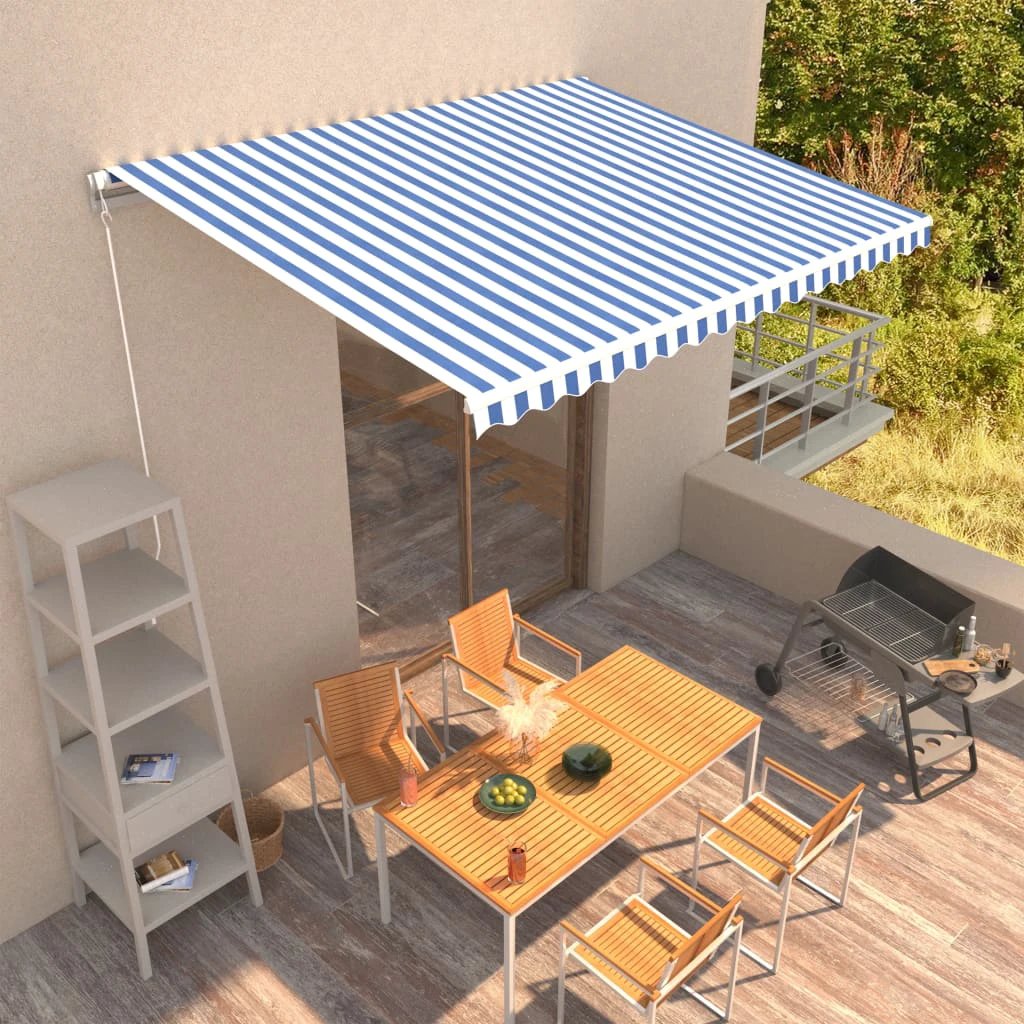 vidaXL VidaXL Manual Retractable Awning 400x350 Burgundy UV Resistant Patio Shade For Outdoors - Cover