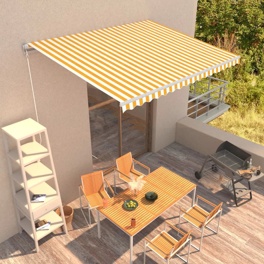 vidaXL VidaXL Manual Retractable Awning 400x350 Burgundy UV Resistant Patio Shade For Outdoors - Cover