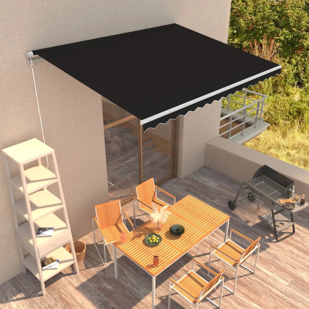 vidaXL VidaXL Manual Retractable Awning 400x350 Burgundy UV Resistant Patio Shade For Outdoors - Cover