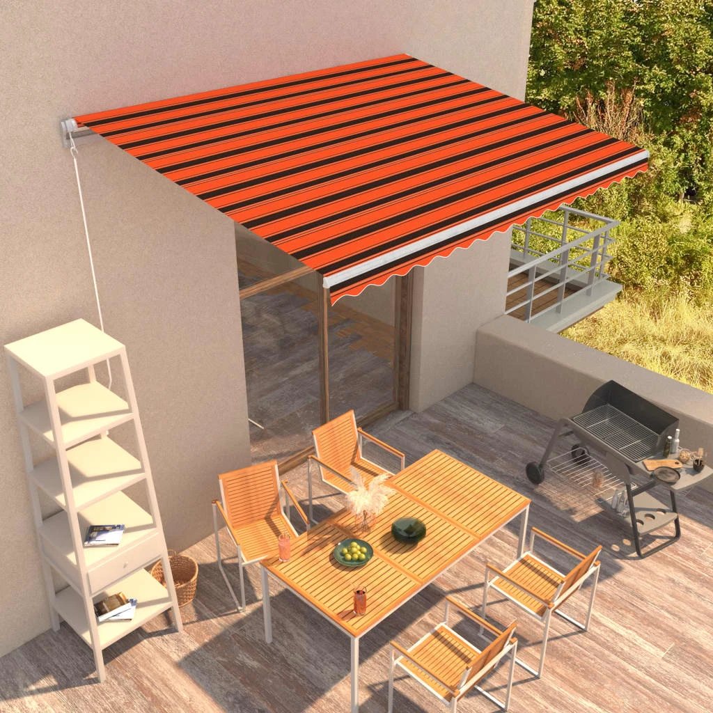 vidaXL VidaXL Manual Retractable Awning 400x350 Burgundy UV Resistant Patio Shade For Outdoors - Cover