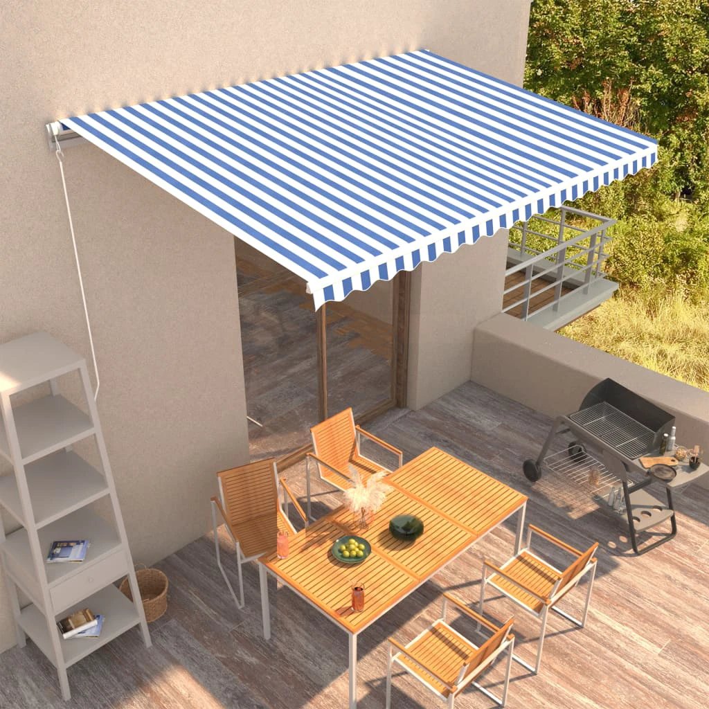 vidaXL VidaXL Manual Retractable Awning 400x350 Burgundy UV Resistant Patio Shade For Outdoors - Cover
