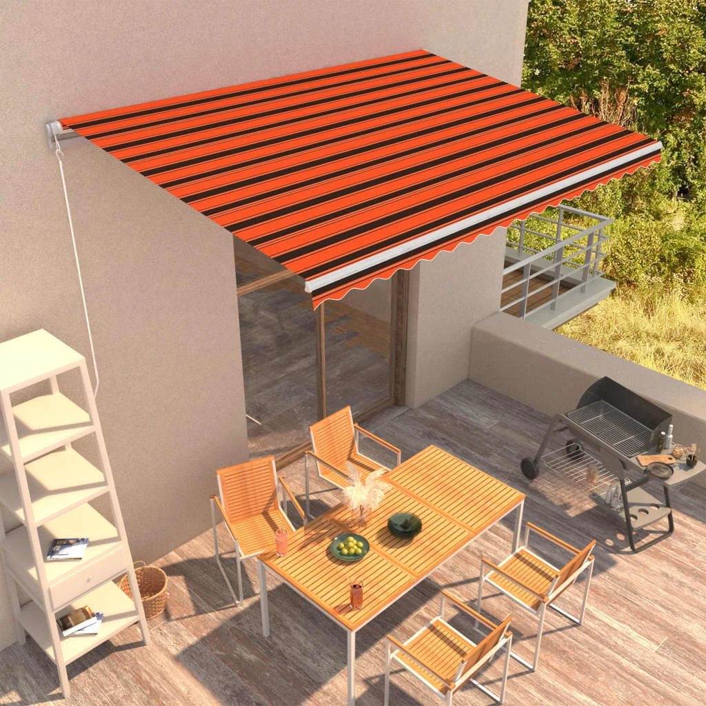 vidaXL VidaXL Manual Retractable Awning 400x350 Burgundy UV Resistant Patio Shade For Outdoors - Cover