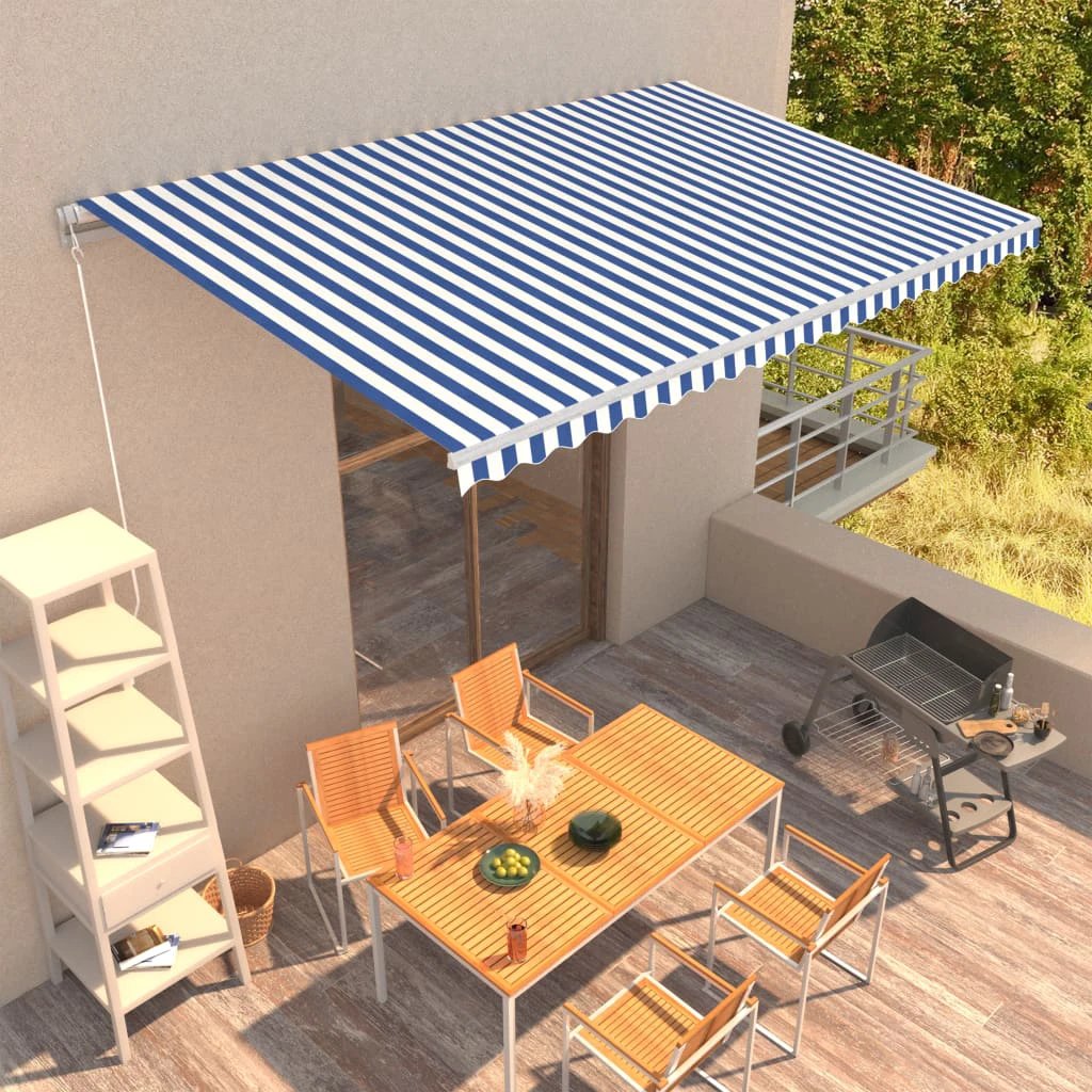 vidaXL VidaXL Manual Retractable Awning 400x350 Burgundy UV Resistant Patio Shade For Outdoors - Cover
