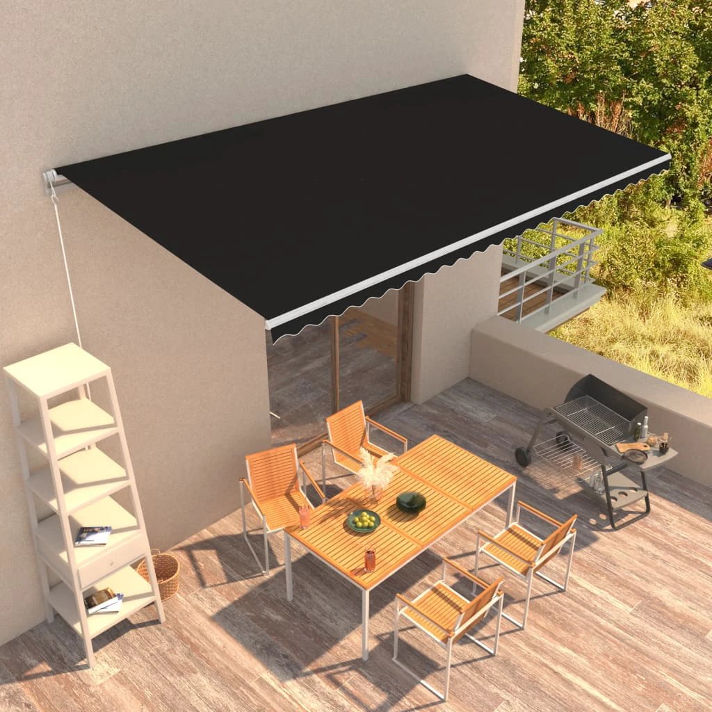 VidaXL Manual Retractable Awning 400x350 Burgundy UV Resistant Patio Shade For Outdoors by vidaXL