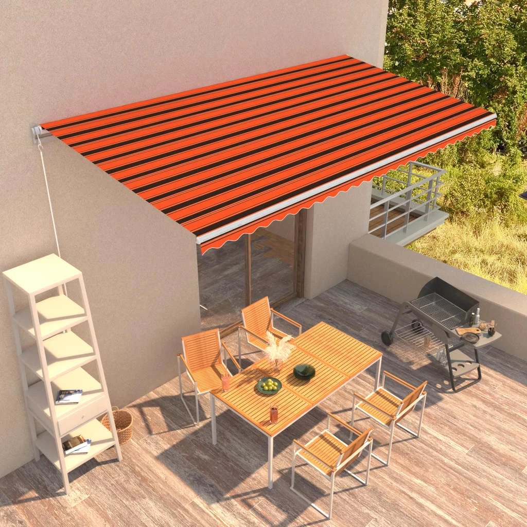 VidaXL Manual Retractable Awning 400x350 Burgundy UV Resistant Patio Shade For Outdoors by vidaXL