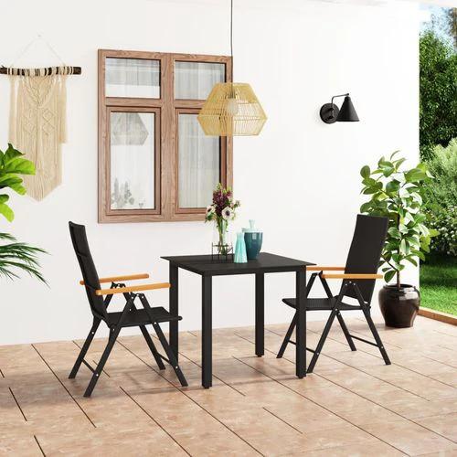 vidaXL 3 Piece Garden Dining Set with Weather-Resistant PE Rattan and Stylish WPC Armrests for Outdoor Entertaining by vidaXL