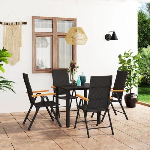 vidaXL 3 Piece Garden Dining Set with Weather-Resistant PE Rattan and Stylish WPC Armrests for Outdoor Entertaining by vidaXL