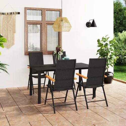 vidaXL vidaXL 3 Piece Garden Dining Set with Weather-Resistant PE Rattan and Stylish WPC Armrests for Outdoor Entertaining - Garden Set