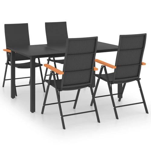 vidaXL 3 Piece Garden Dining Set with Weather-Resistant PE Rattan and Stylish WPC Armrests for Outdoor Entertaining by vidaXL