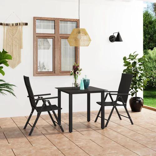 vidaXL 3 Piece Garden Dining Set 80x80x74 cm Weather-Resistant PE Rattan and Glass Table for Outdoor Patio Use by vidaXL