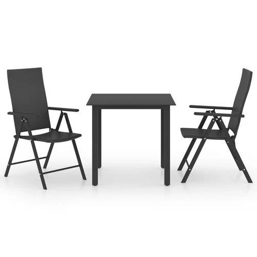 vidaXL 3 Piece Garden Dining Set 80x80x74 cm Weather-Resistant PE Rattan and Glass Table for Outdoor Patio Use by vidaXL