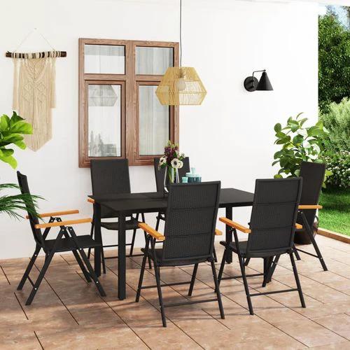 vidaXL vidaXL 3 Piece Garden Dining Set with Weather-Resistant PE Rattan and Stylish WPC Armrests for Outdoor Entertaining - Garden Set
