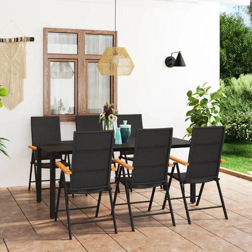 vidaXL 3 Piece Garden Dining Set with Weather-Resistant PE Rattan and Stylish WPC Armrests for Outdoor Entertaining by vidaXL