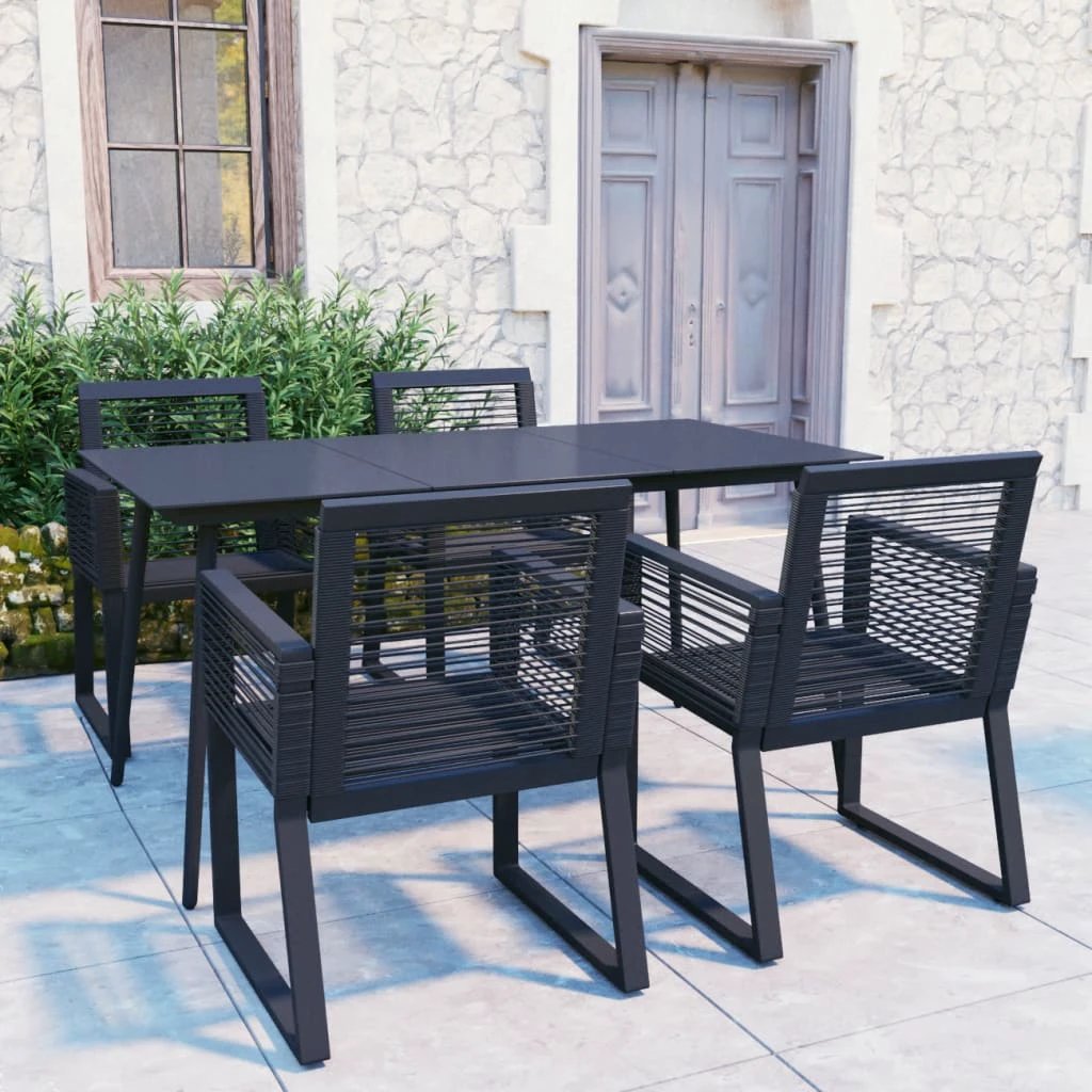 vidaXL vidaXL 3 Piece Outdoor Dining Set PVC Rattan Black - Garden Set