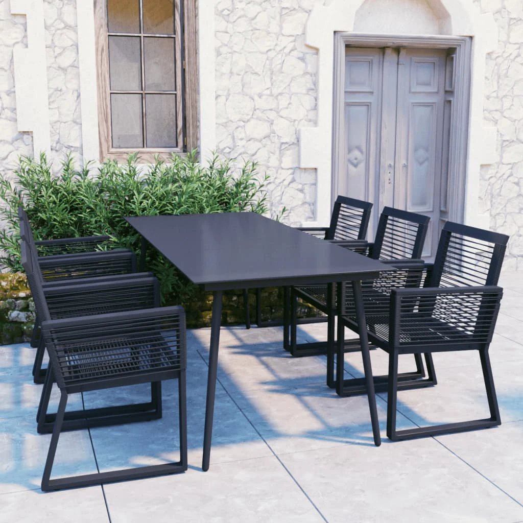 vidaXL vidaXL 3 Piece Outdoor Dining Set PVC Rattan Black - Garden Set