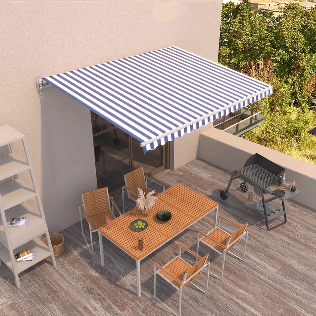 VidaXL Manual Retractable Awning 400x350 Burgundy UV Resistant Patio Shade For Outdoors by vidaXL