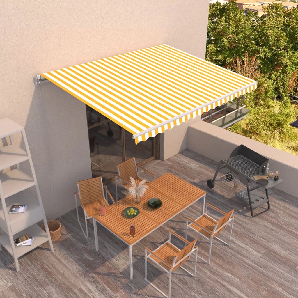 VidaXL Manual Retractable Awning 400x350 Burgundy UV Resistant Patio Shade For Outdoors by vidaXL