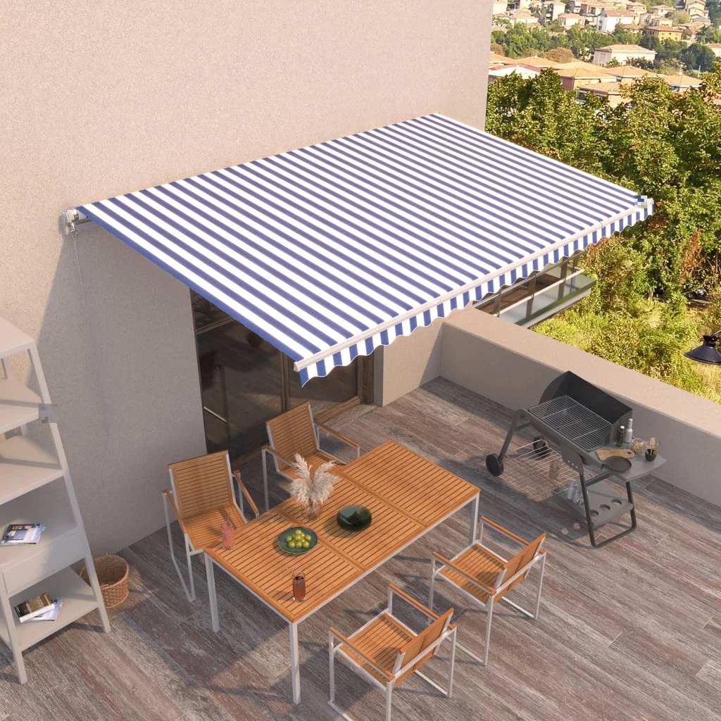 VidaXL Manual Retractable Awning 400x350 Burgundy UV Resistant Patio Shade For Outdoors by vidaXL