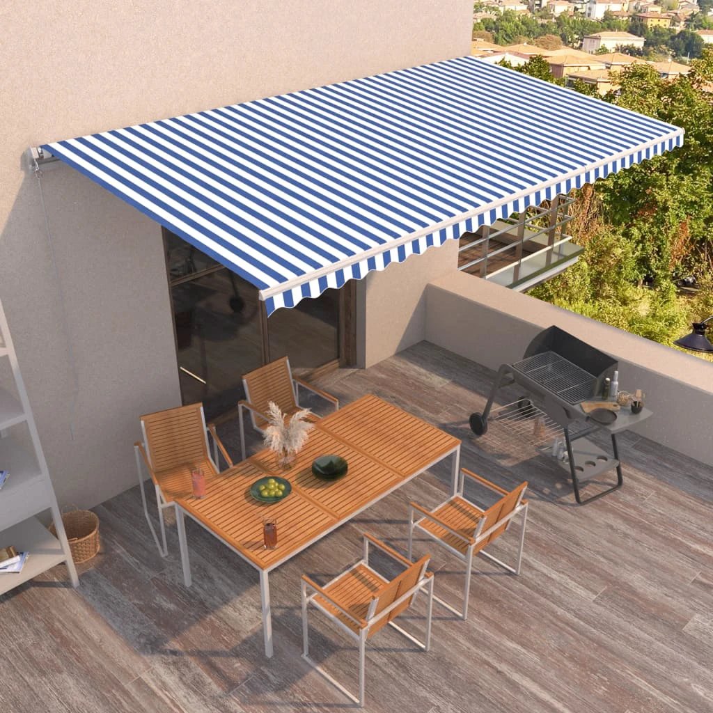 vidaXL VidaXL Manual Retractable Awning 400x350 Burgundy UV Resistant Patio Shade For Outdoors - Cover
