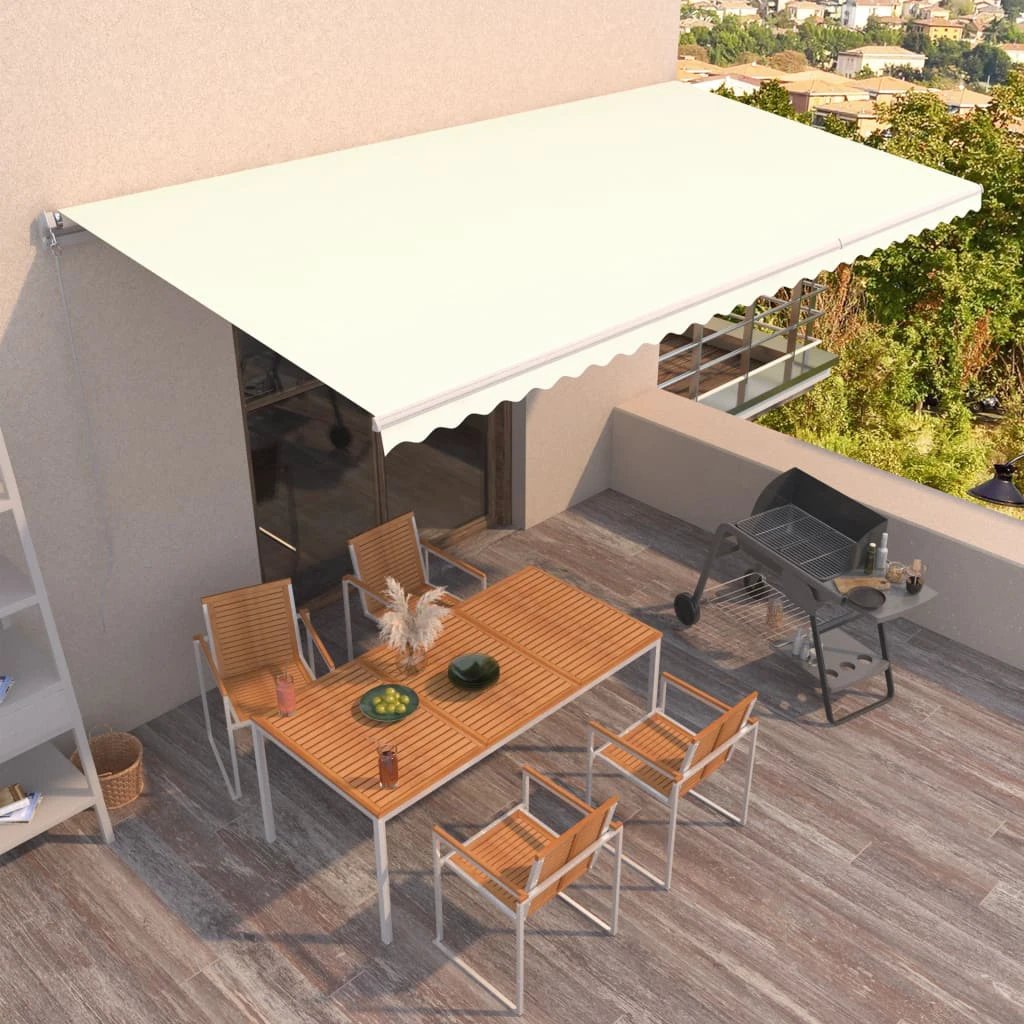 vidaXL VidaXL Manual Retractable Awning 400x350 Burgundy UV Resistant Patio Shade For Outdoors - Cover